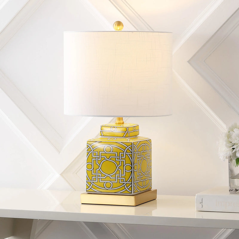 22" Gold Square Table Lamp With Drum Shade Homeroots Lighting