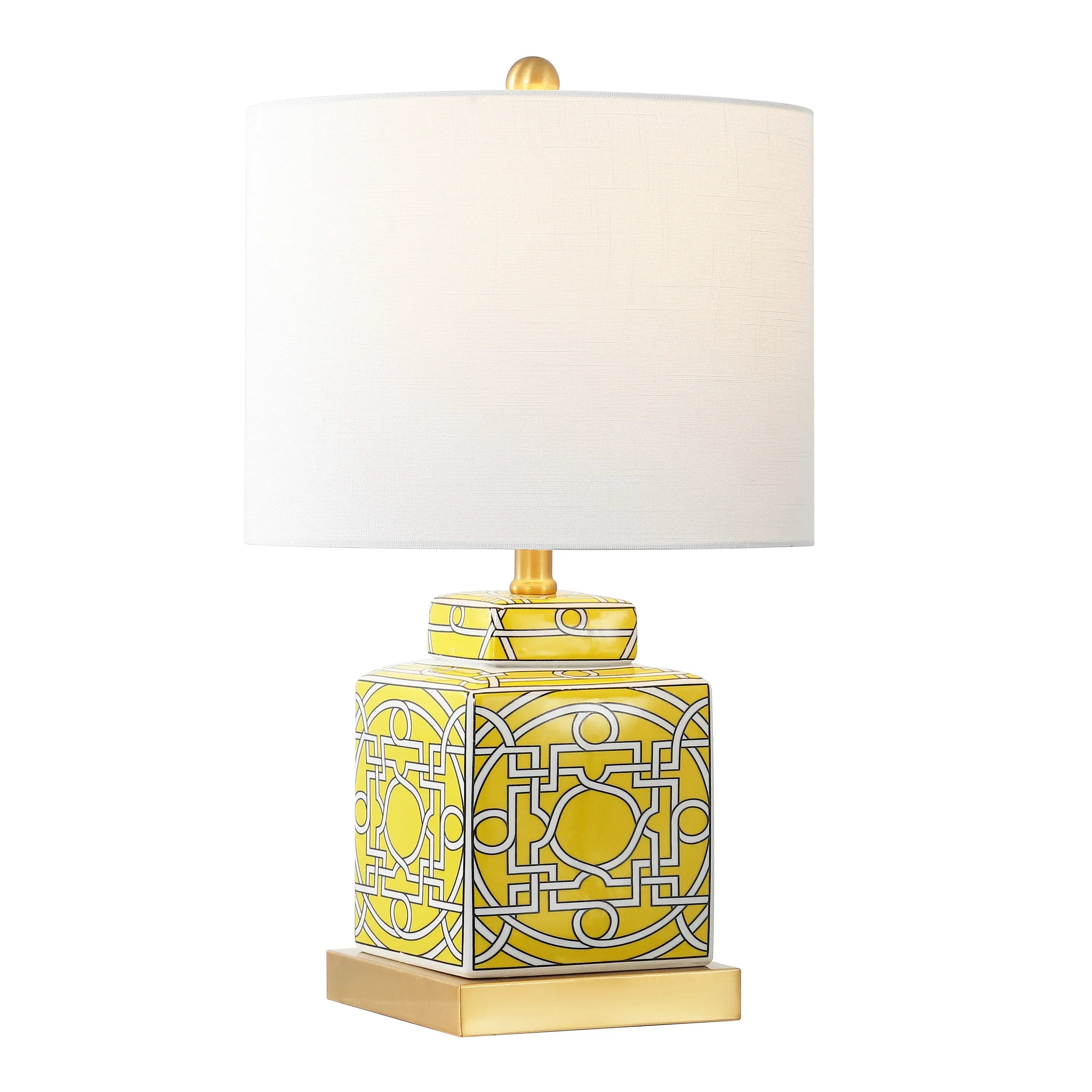 22" Gold Square Table Lamp With Drum Shade Homeroots Lighting