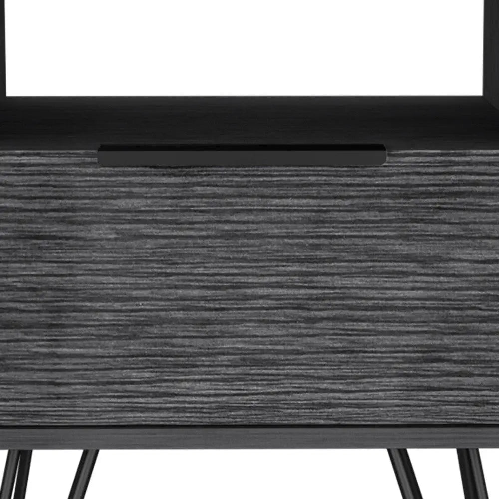 22" Gray Faux Wood Nightstand With Storage Homeroots Bed & Bath