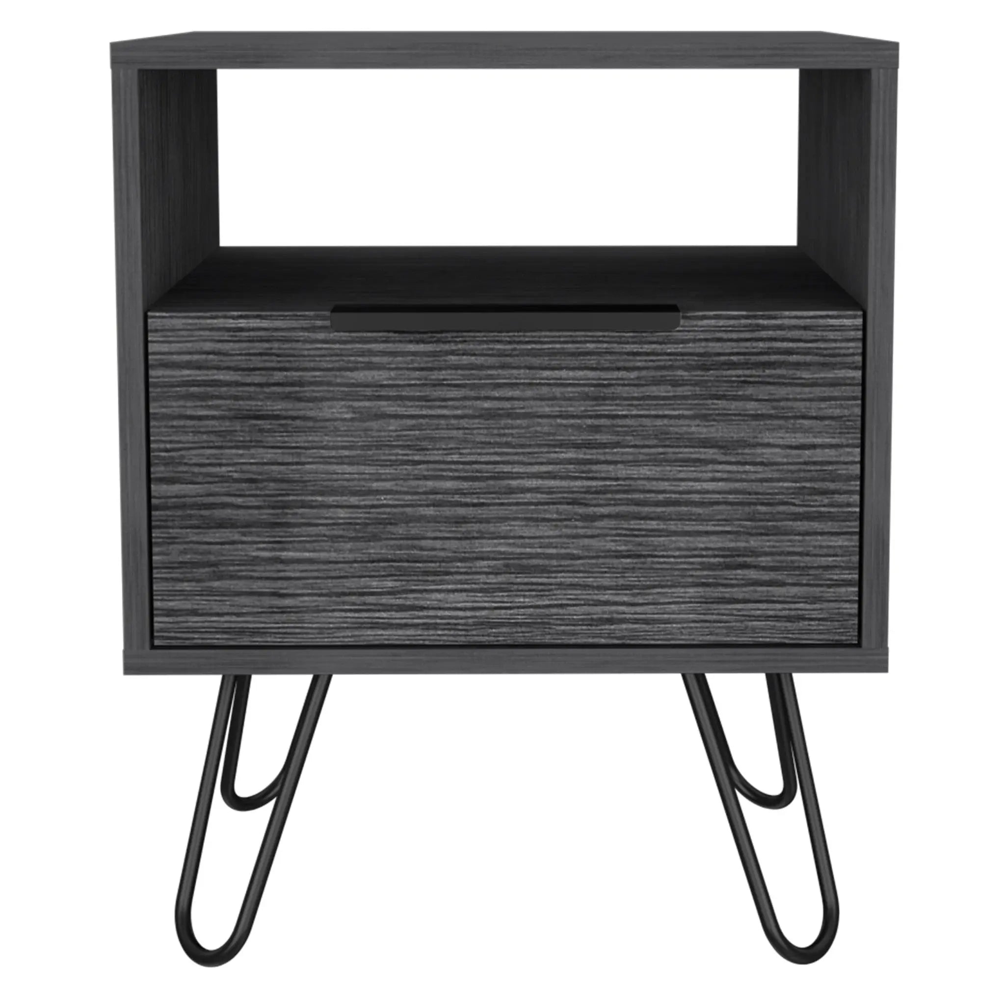 22" Gray Faux Wood Nightstand With Storage Homeroots Bed & Bath