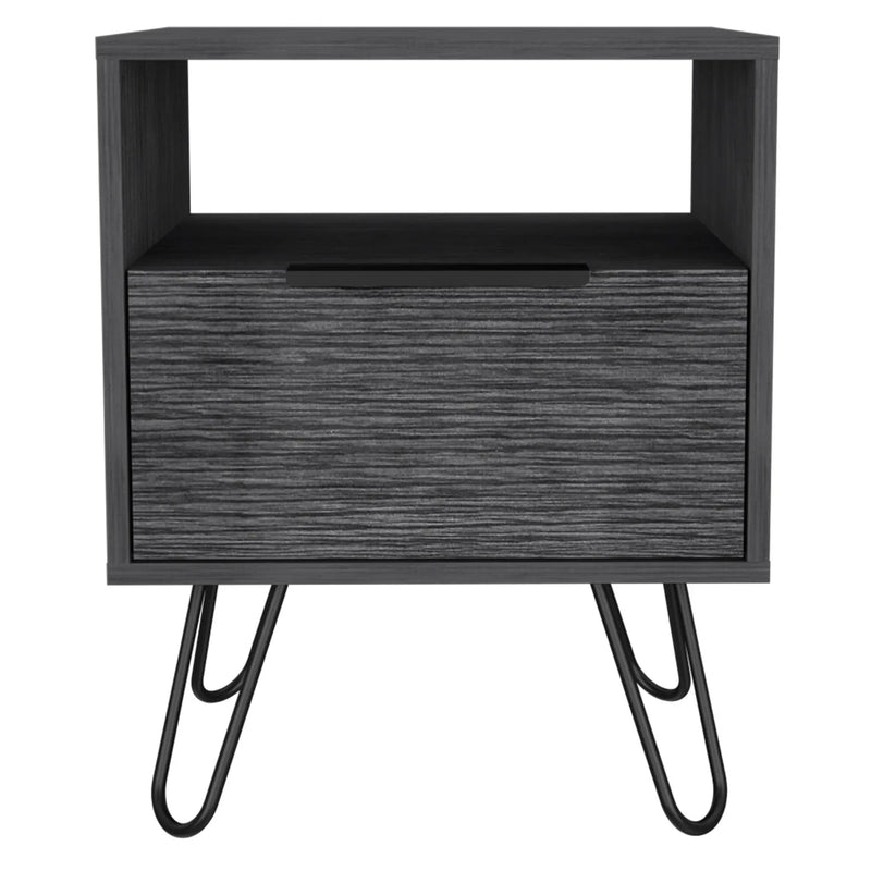 22" Gray Faux Wood Nightstand With Storage Homeroots Bed & Bath