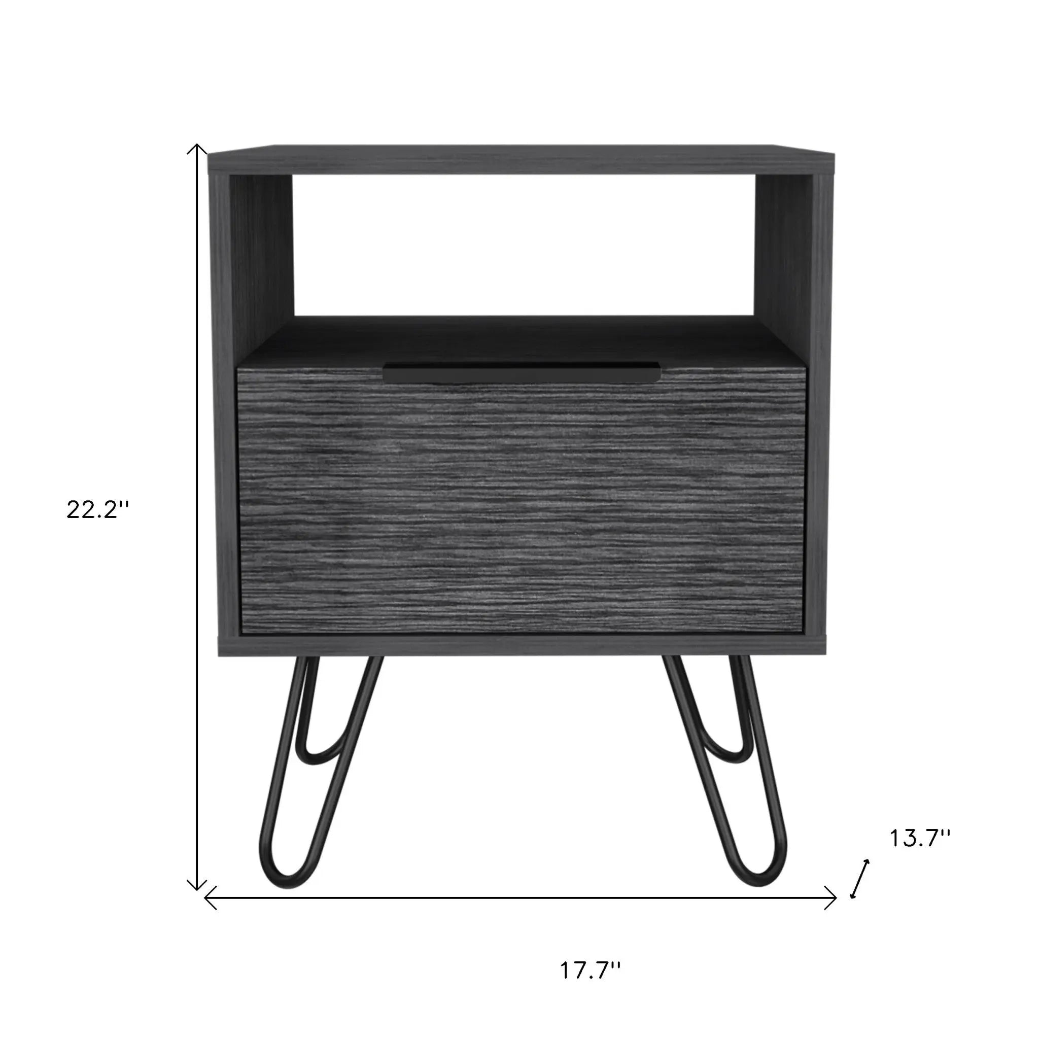 22" Gray Faux Wood Nightstand With Storage Homeroots Bed & Bath