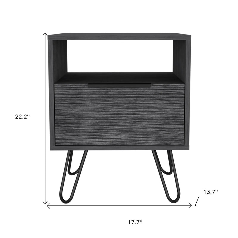 22" Gray Faux Wood Nightstand With Storage Homeroots Bed & Bath