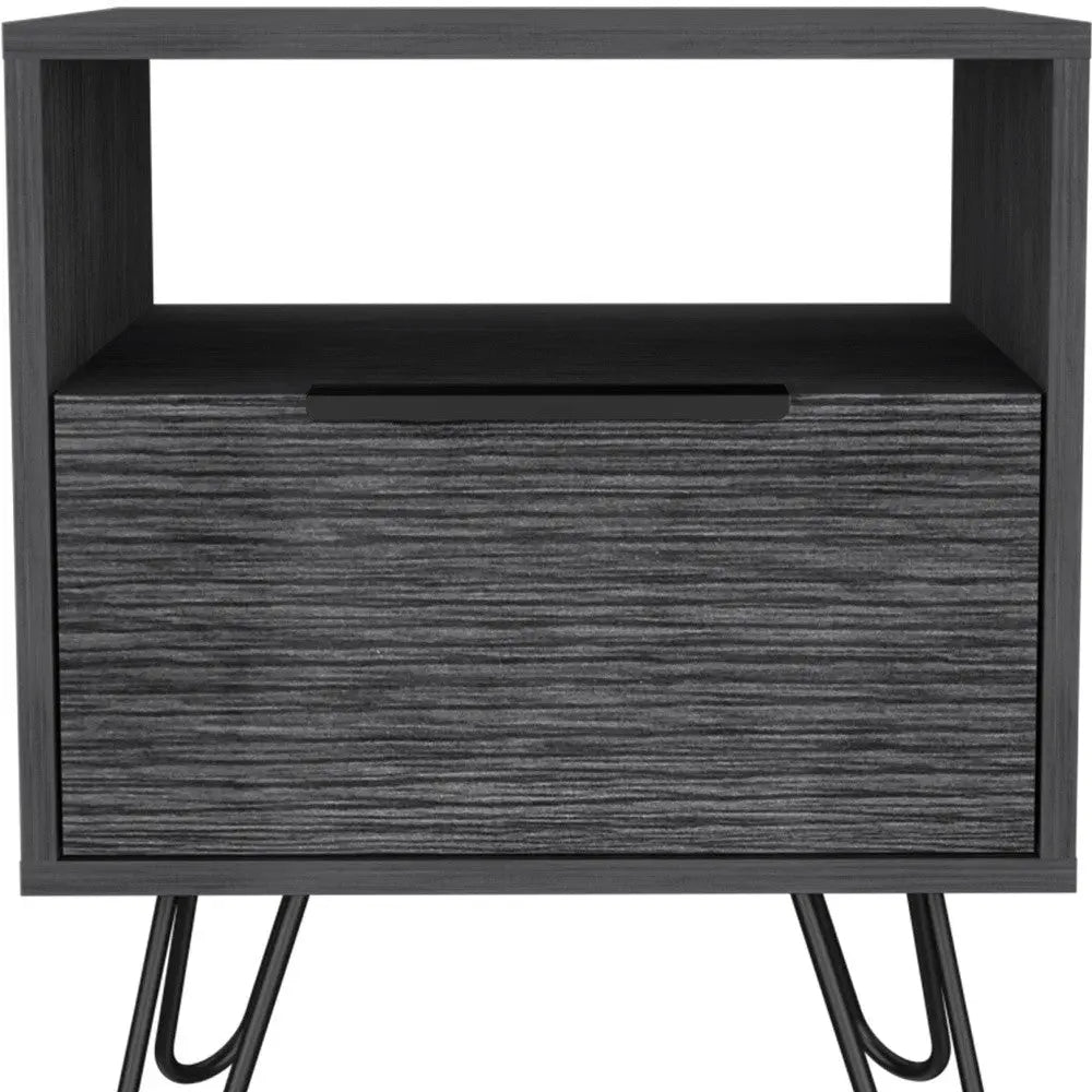 22" Gray Faux Wood Nightstand With Storage Homeroots Bed & Bath