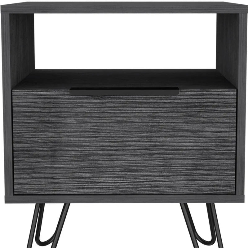 22" Gray Faux Wood Nightstand With Storage Homeroots Bed & Bath