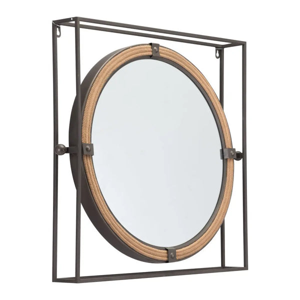22" Gray Square Steel Framed Accent Mirror - GreatEagleInc