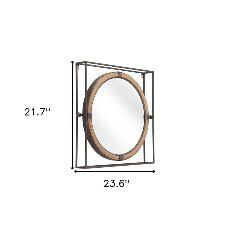 22" Gray Square Steel Framed Accent Mirror - GreatEagleInc