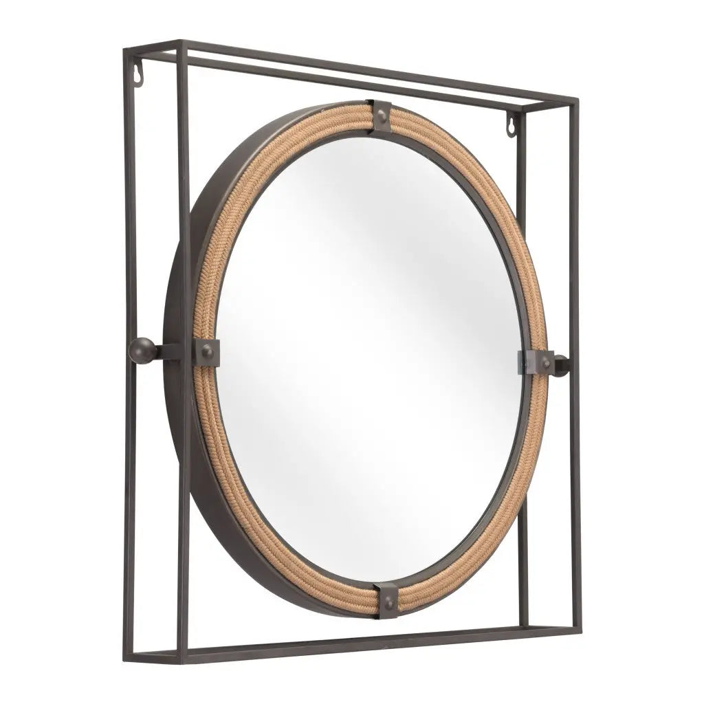22" Gray Square Steel Framed Accent Mirror - GreatEagleInc