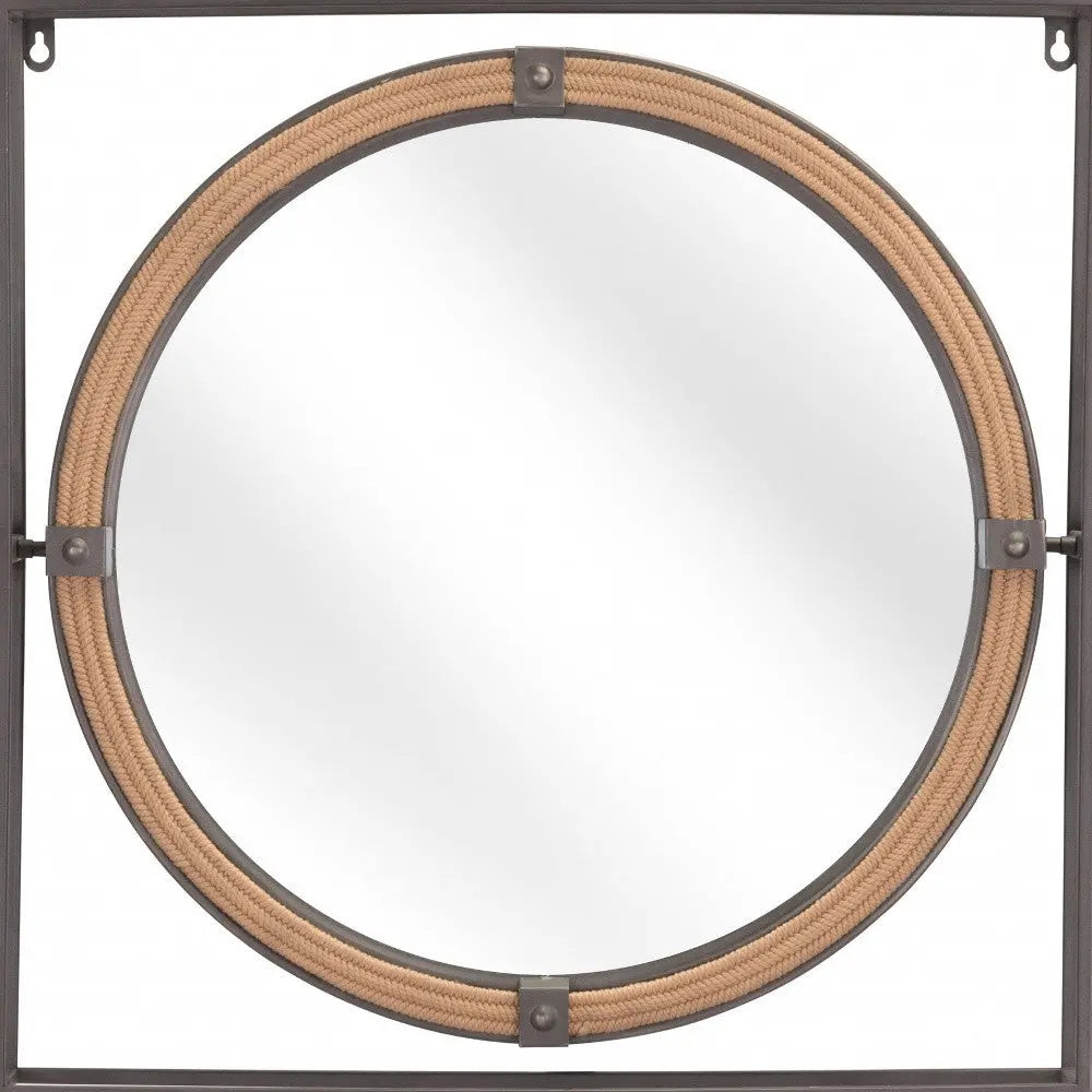 22" Gray Square Steel Framed Accent Mirror - GreatEagleInc