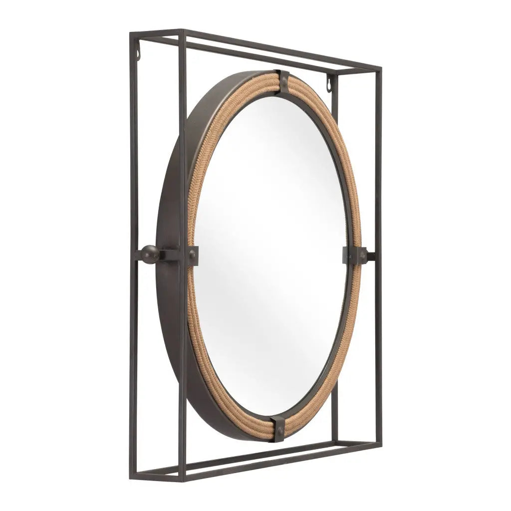 22" Gray Square Steel Framed Accent Mirror - GreatEagleInc