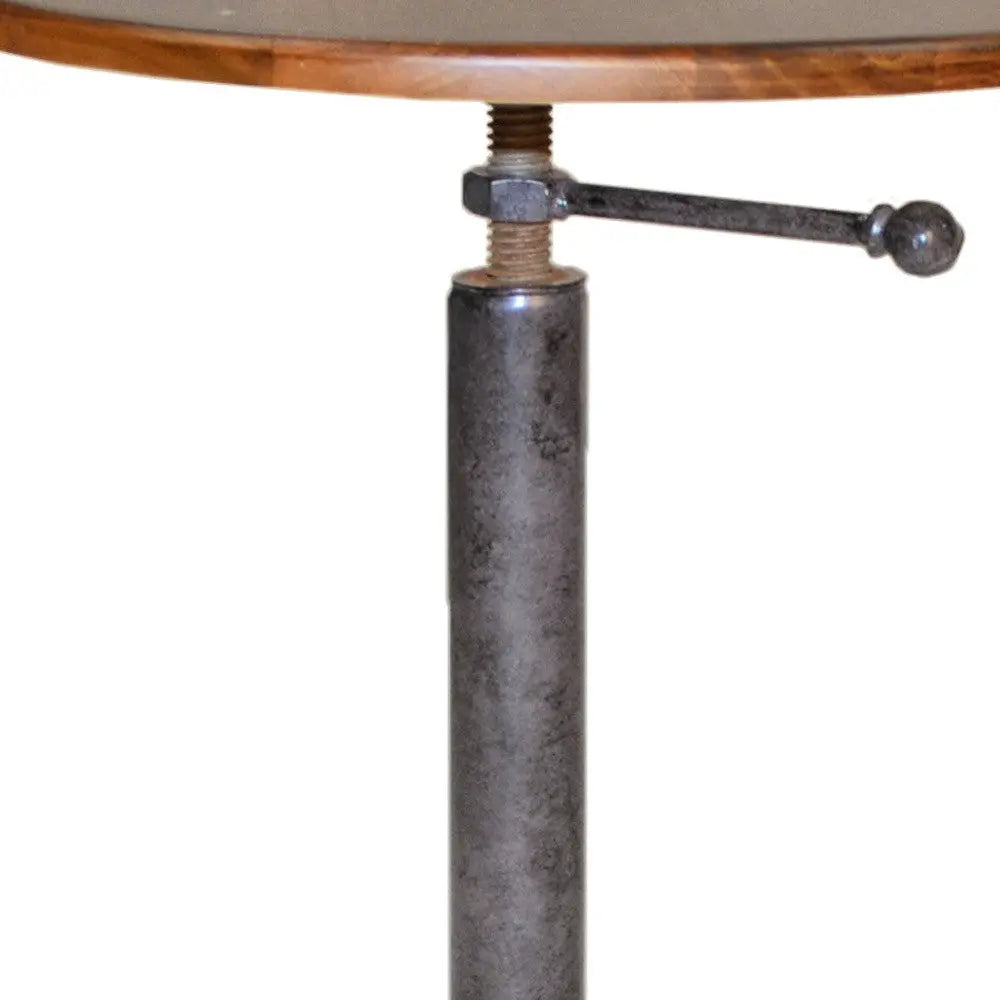22" Industrial And Chestnut Solid Wood Round End Table Homeroots Living Room