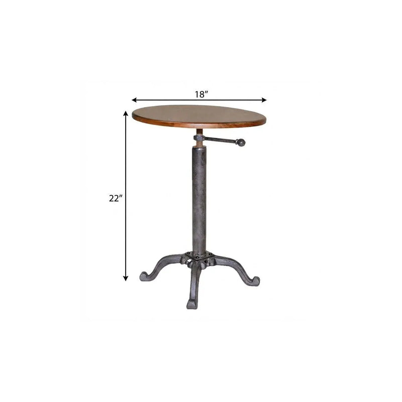 22" Industrial And Chestnut Solid Wood Round End Table Homeroots Living Room