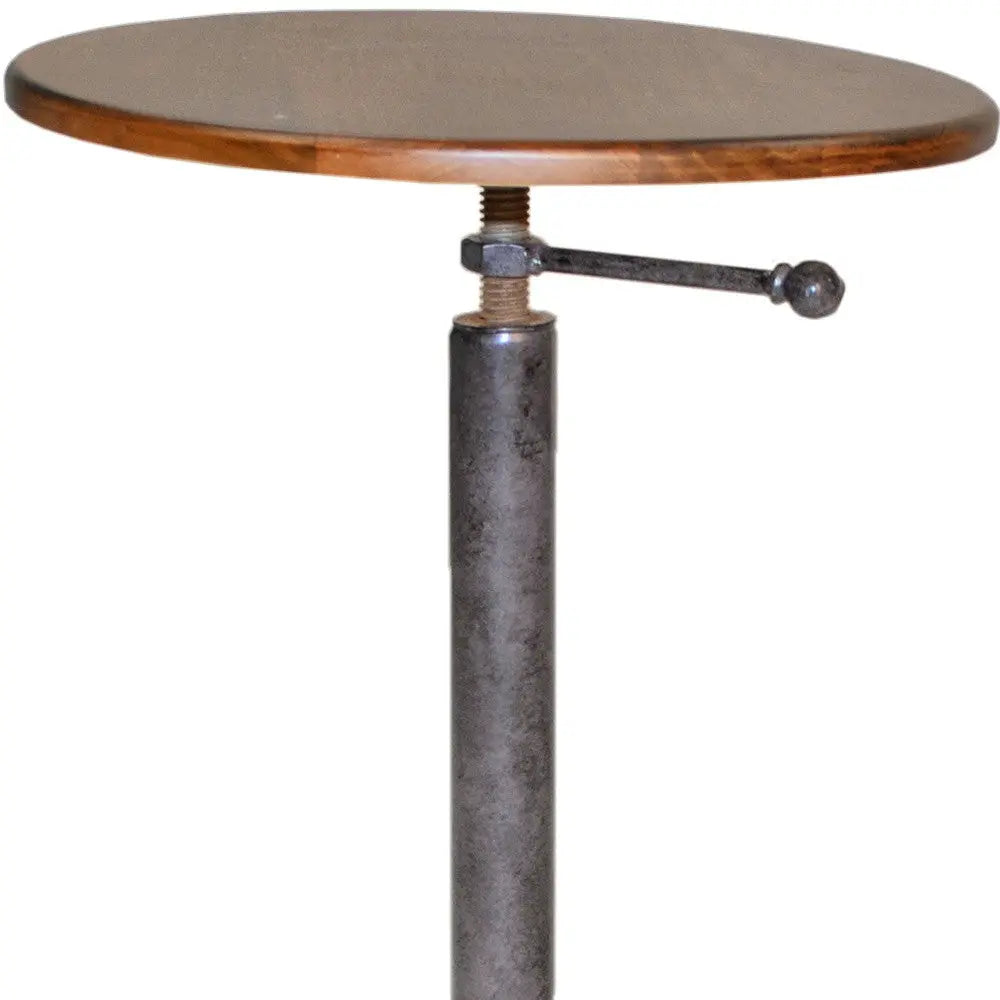 22" Industrial And Chestnut Solid Wood Round End Table Homeroots Living Room