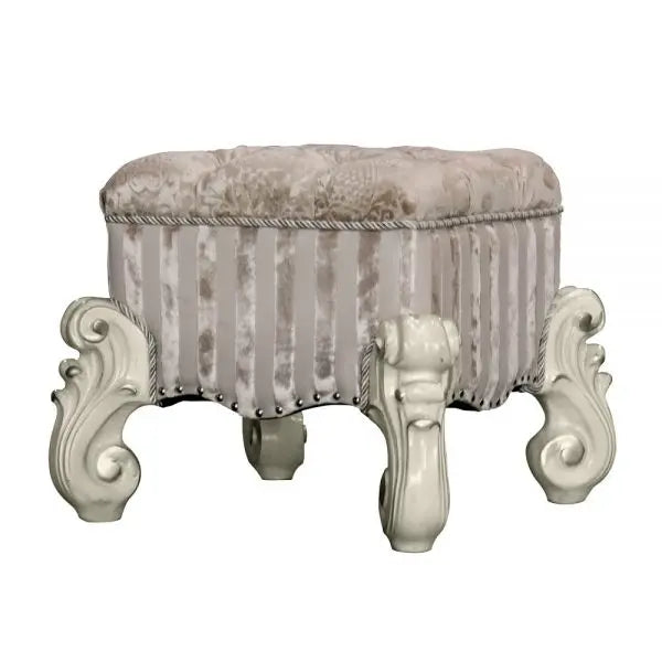 22" Ivory and Bone Fabric Floral Tufted Vanity Chair Homeroots Living Room