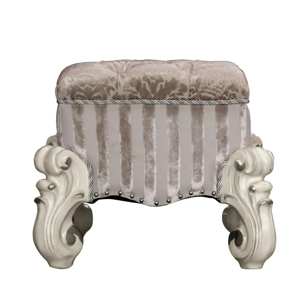 22" Ivory and Bone Fabric Floral Tufted Vanity Chair Homeroots Living Room