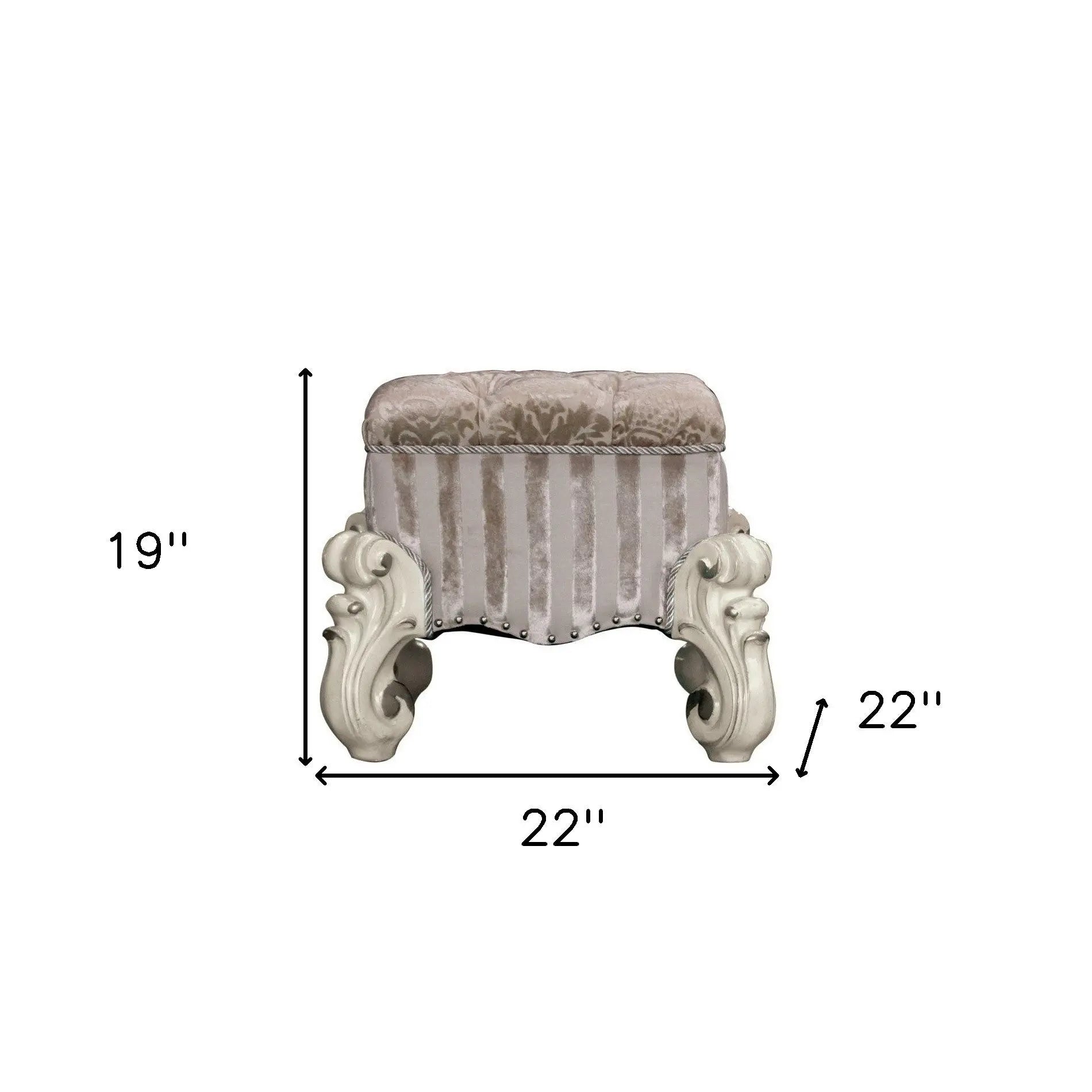 22" Ivory and Bone Fabric Floral Tufted Vanity Chair Homeroots Living Room