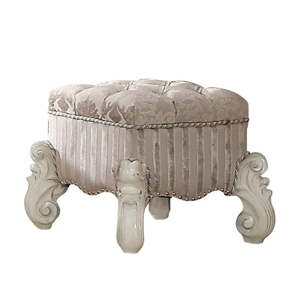 22" Ivory and Bone Fabric Floral Tufted Vanity Chair Homeroots Living Room