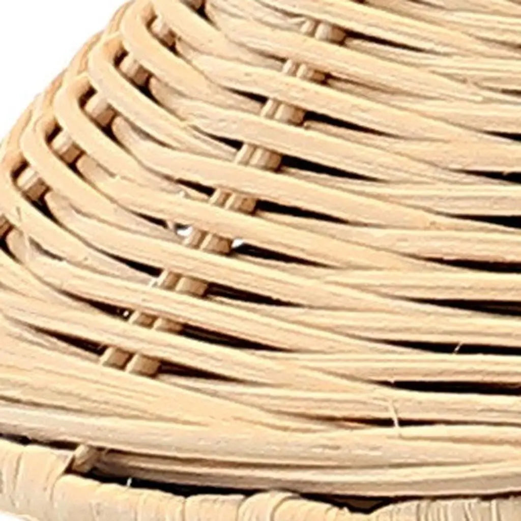 Natural woven wicker basket, light beige, round shape, perfect for storage and home decor.