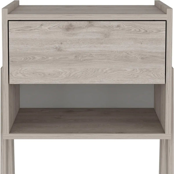 22" Light Gray Wood One Drawer Nightstand Homeroots Bed & Bath