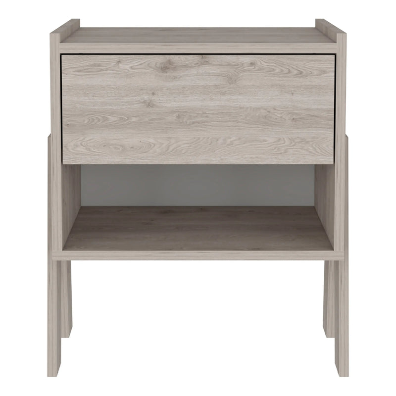 22" Light Gray Wood One Drawer Nightstand Homeroots Bed & Bath