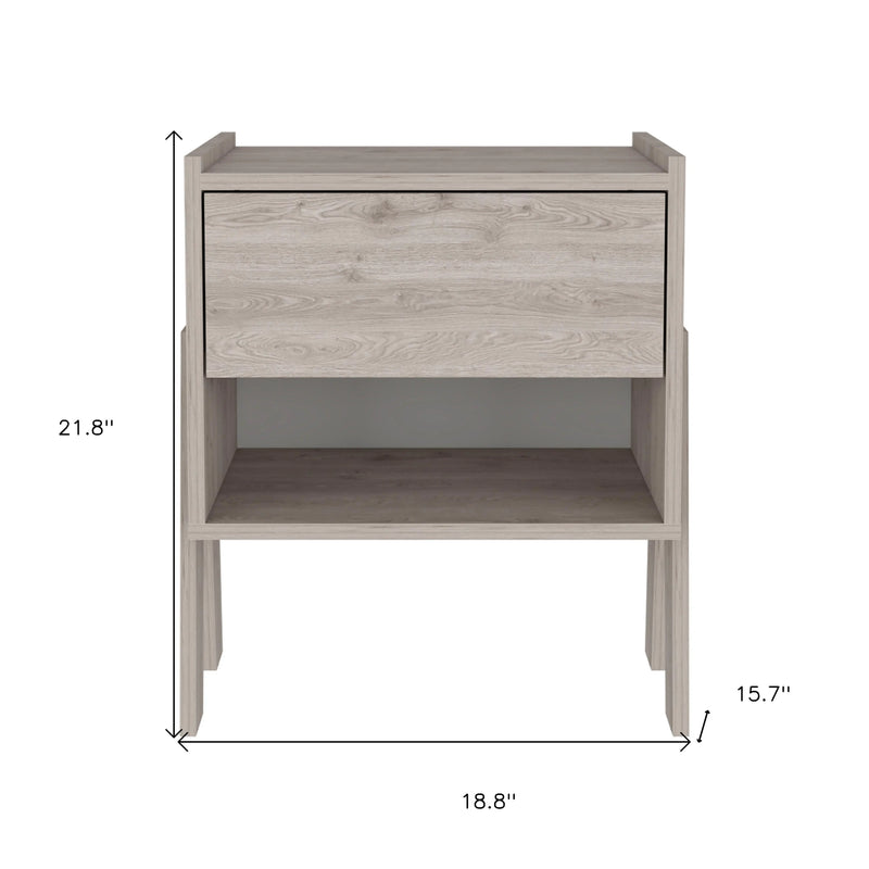 22" Light Gray Wood One Drawer Nightstand Homeroots Bed & Bath