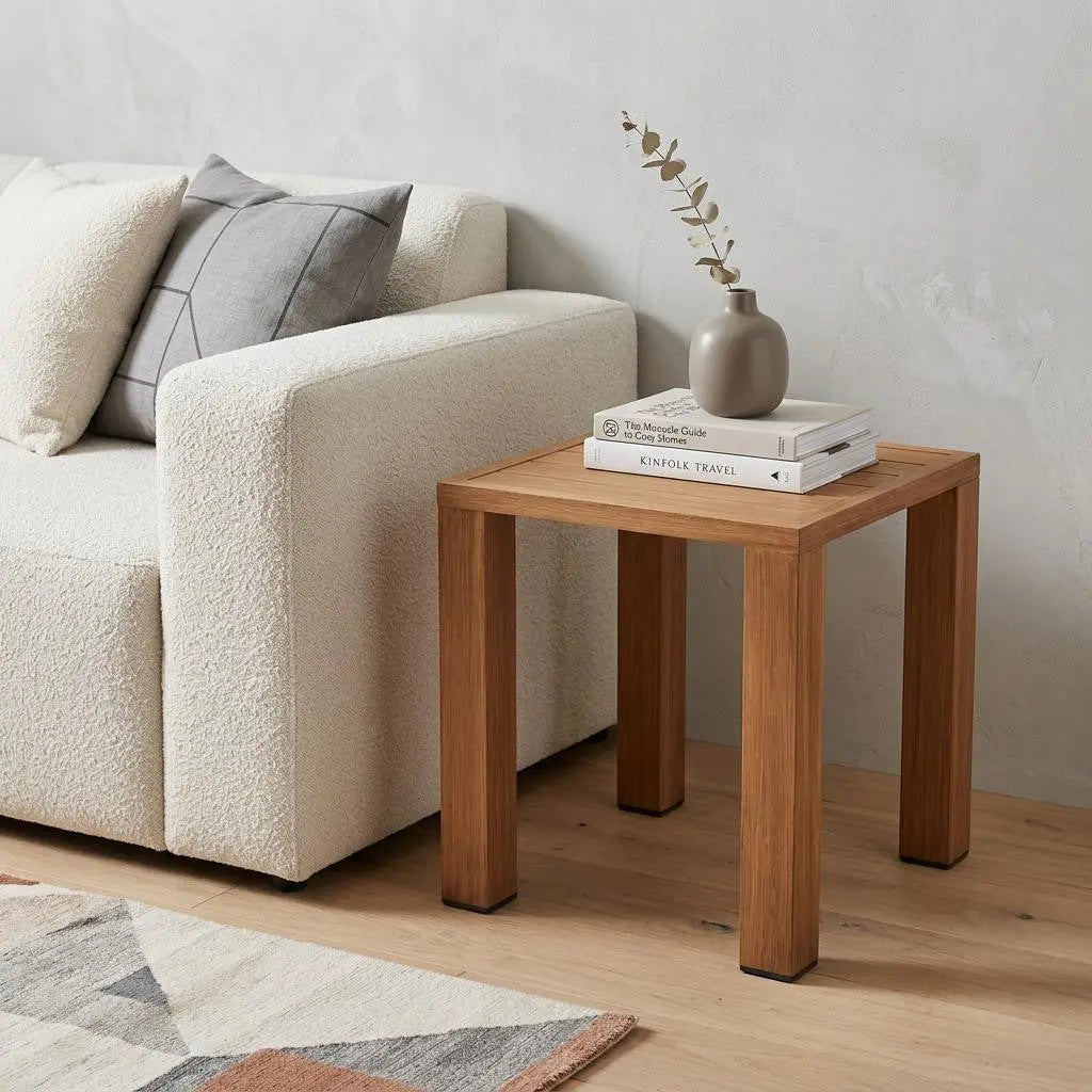 22" Natural Aluminum Square End Table Homeroots Living Room