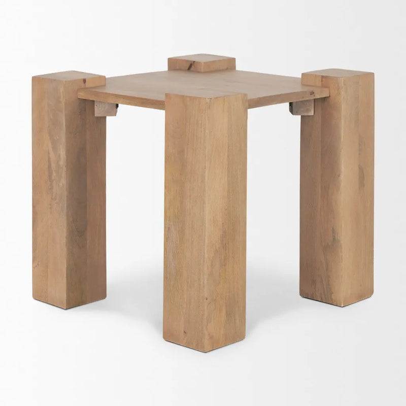22" Natural Distressed Solid Wood Square End Table Homeroots Living Room