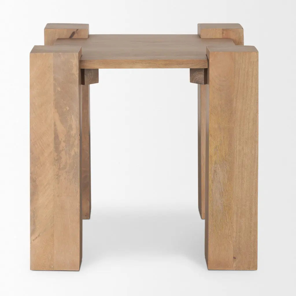 22" Natural Distressed Solid Wood Square End Table Homeroots Living Room