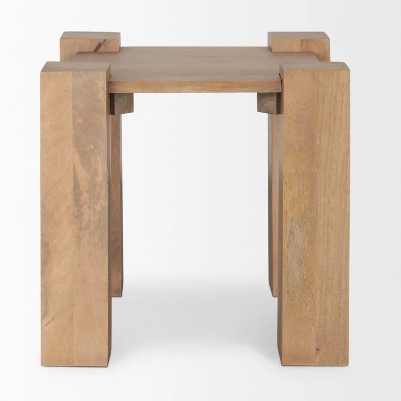 22" Natural Distressed Solid Wood Square End Table Homeroots Living Room
