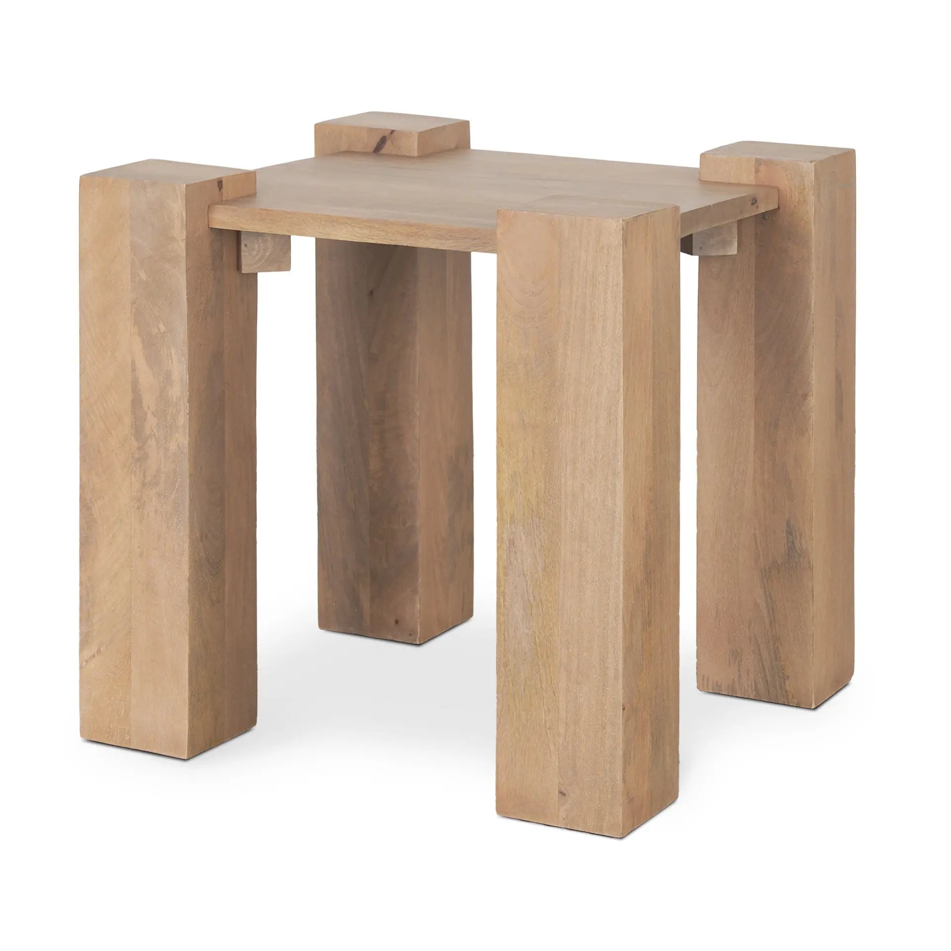 22" Natural Distressed Solid Wood Square End Table Homeroots Living Room