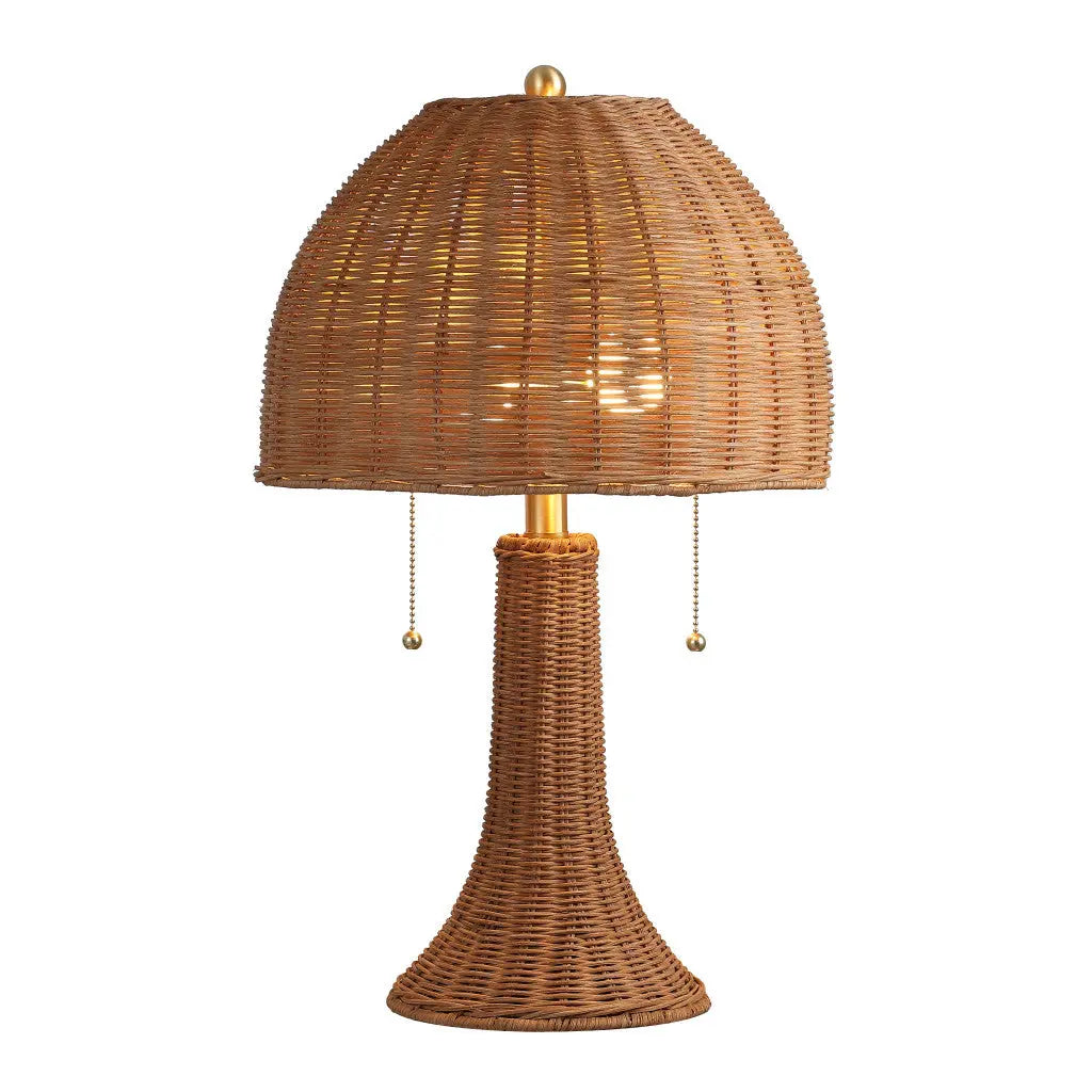 22" Natural Lantern Bedside Lamp With Dome Shade Homeroots Lighting
