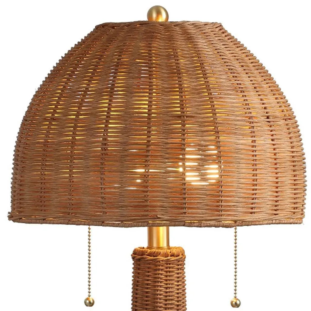22" Natural Lantern Bedside Lamp With Dome Shade Homeroots Lighting