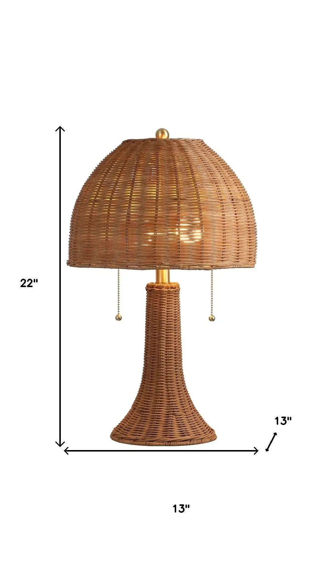 22" Natural Lantern Bedside Lamp With Dome Shade Homeroots Lighting