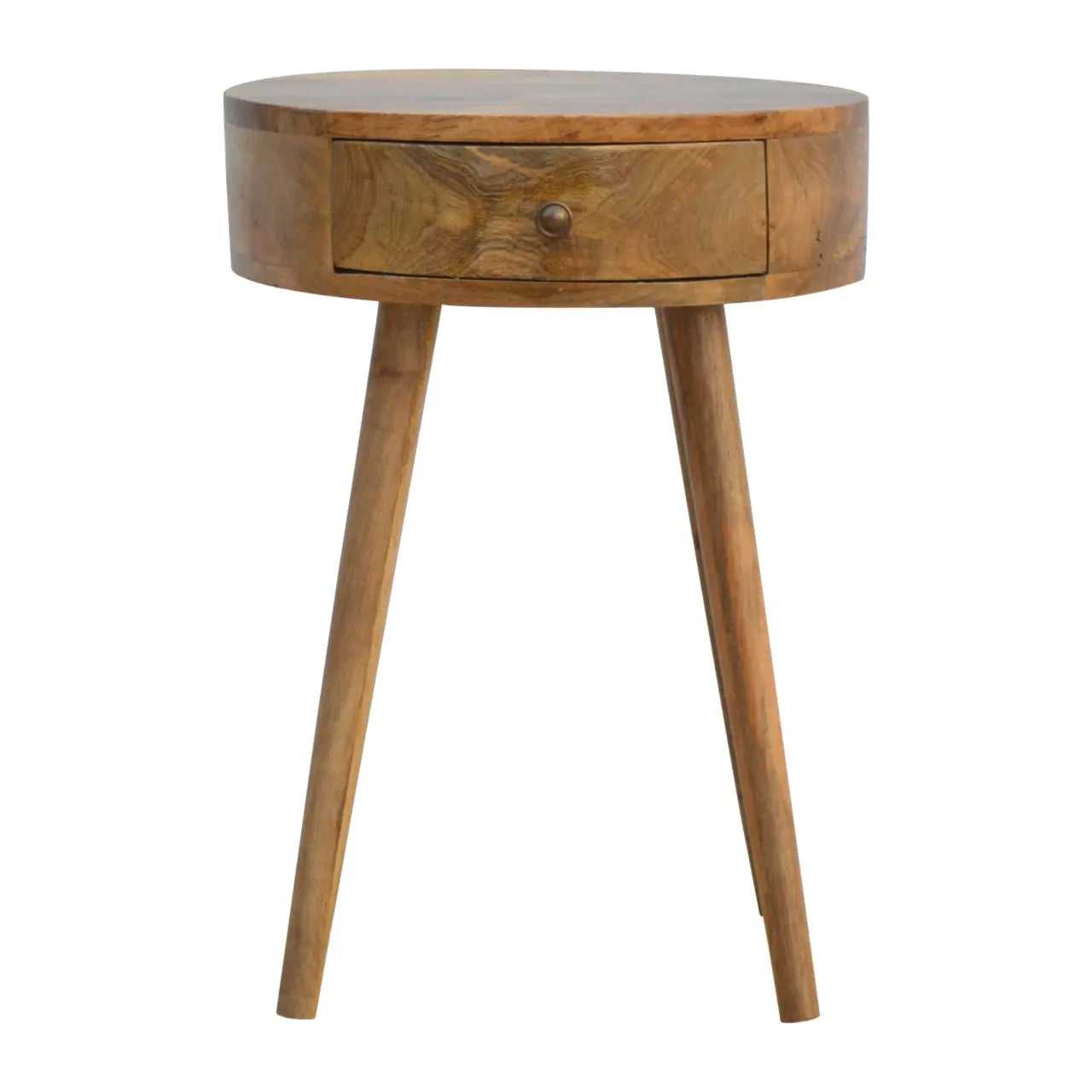 22" Natural Solid Wood Round One Drawer Nightstand Homeroots Bed & Bath
