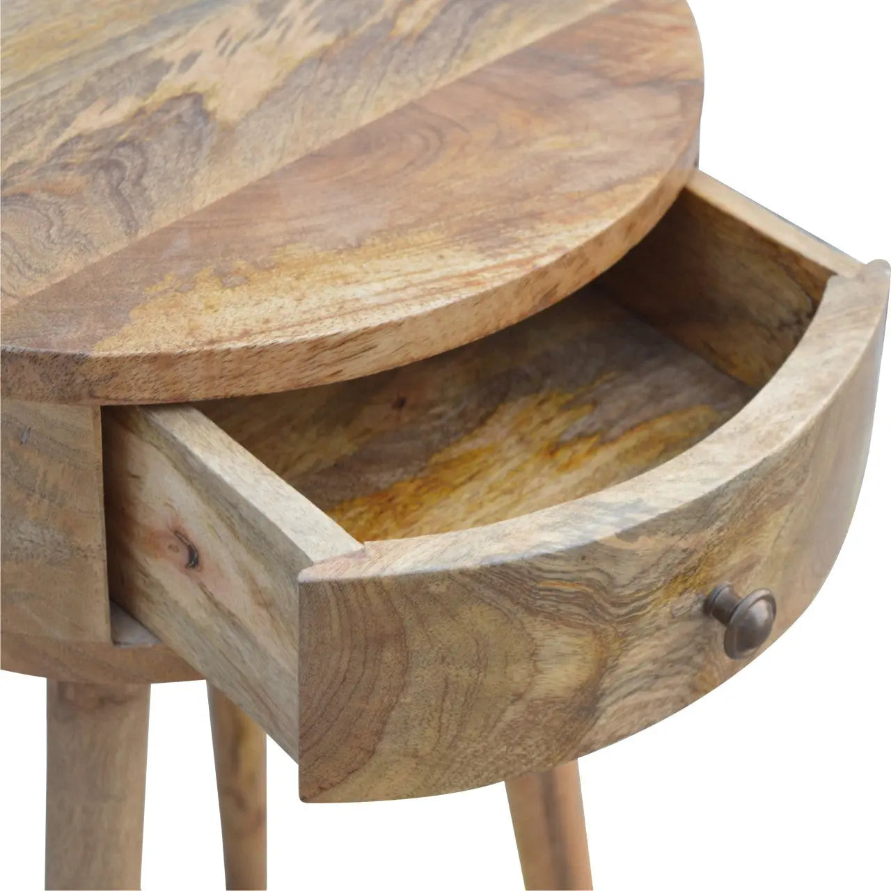 22" Natural Solid Wood Round One Drawer Nightstand Homeroots Bed & Bath