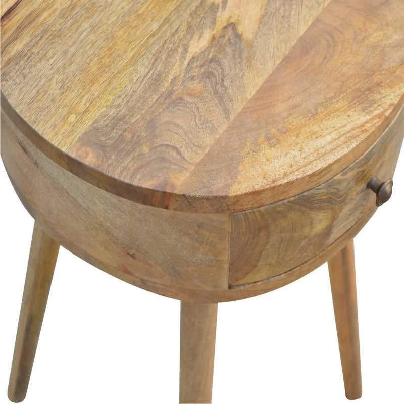 22" Natural Solid Wood Round One Drawer Nightstand Homeroots Bed & Bath