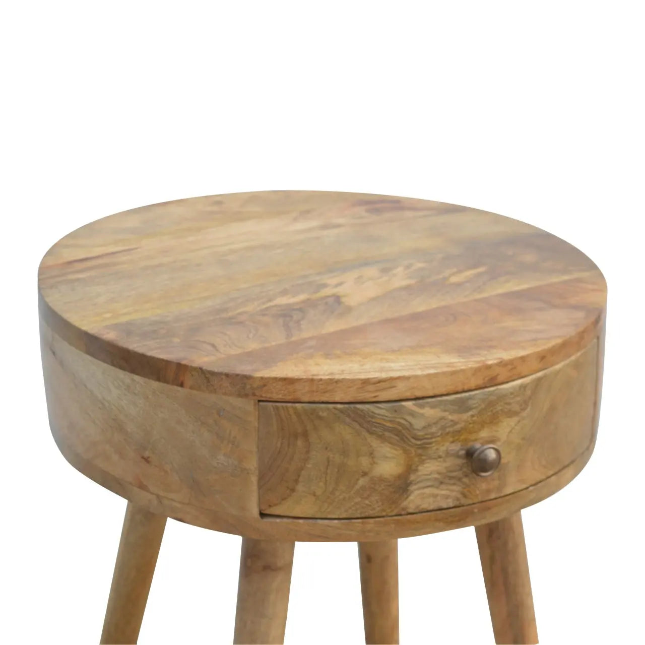 22" Natural Solid Wood Round One Drawer Nightstand Homeroots Bed & Bath