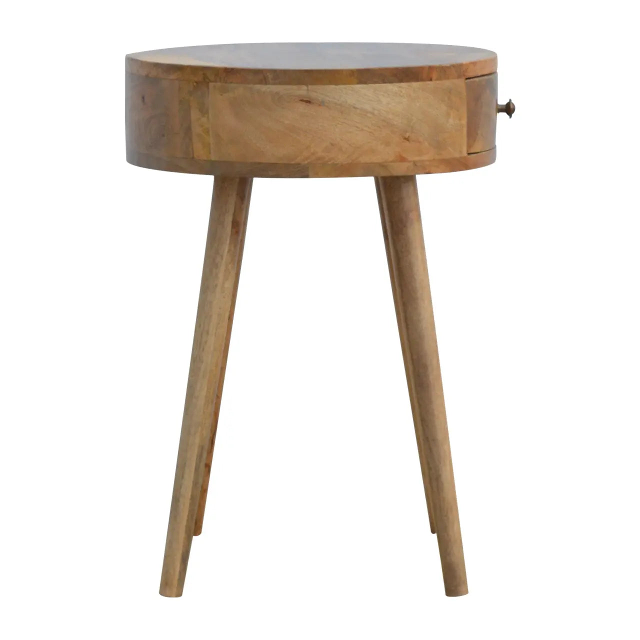 22" Natural Solid Wood Round One Drawer Nightstand Homeroots Bed & Bath