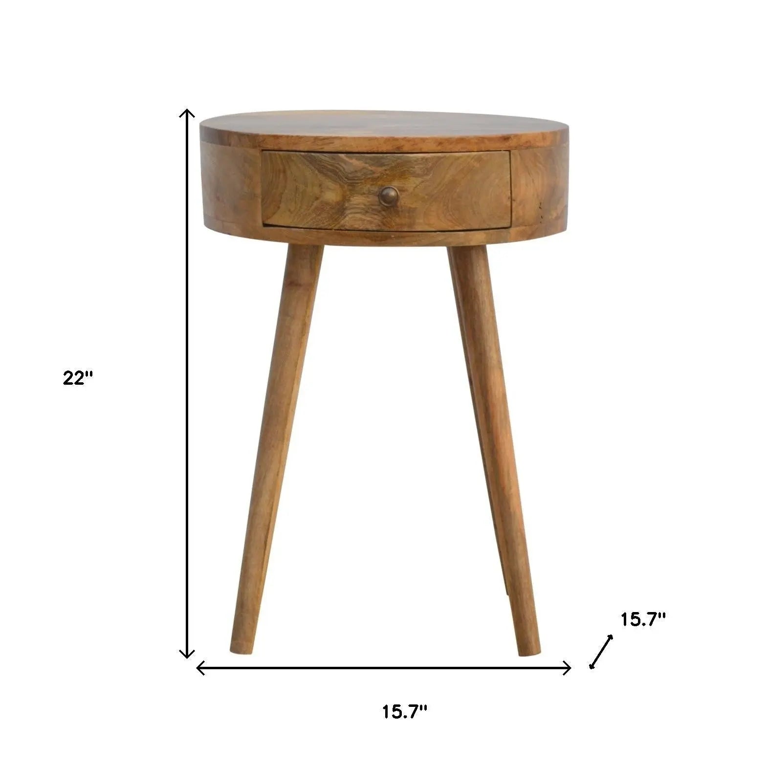 22" Natural Solid Wood Round One Drawer Nightstand Homeroots Bed & Bath