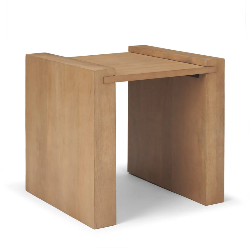 22" Natural Solid Wood Square Sled End Table Homeroots Living Room