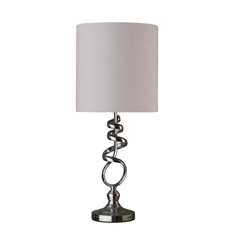22" Nickel Bedside Table Lamp With Off White Drum Shade Homeroots Lighting