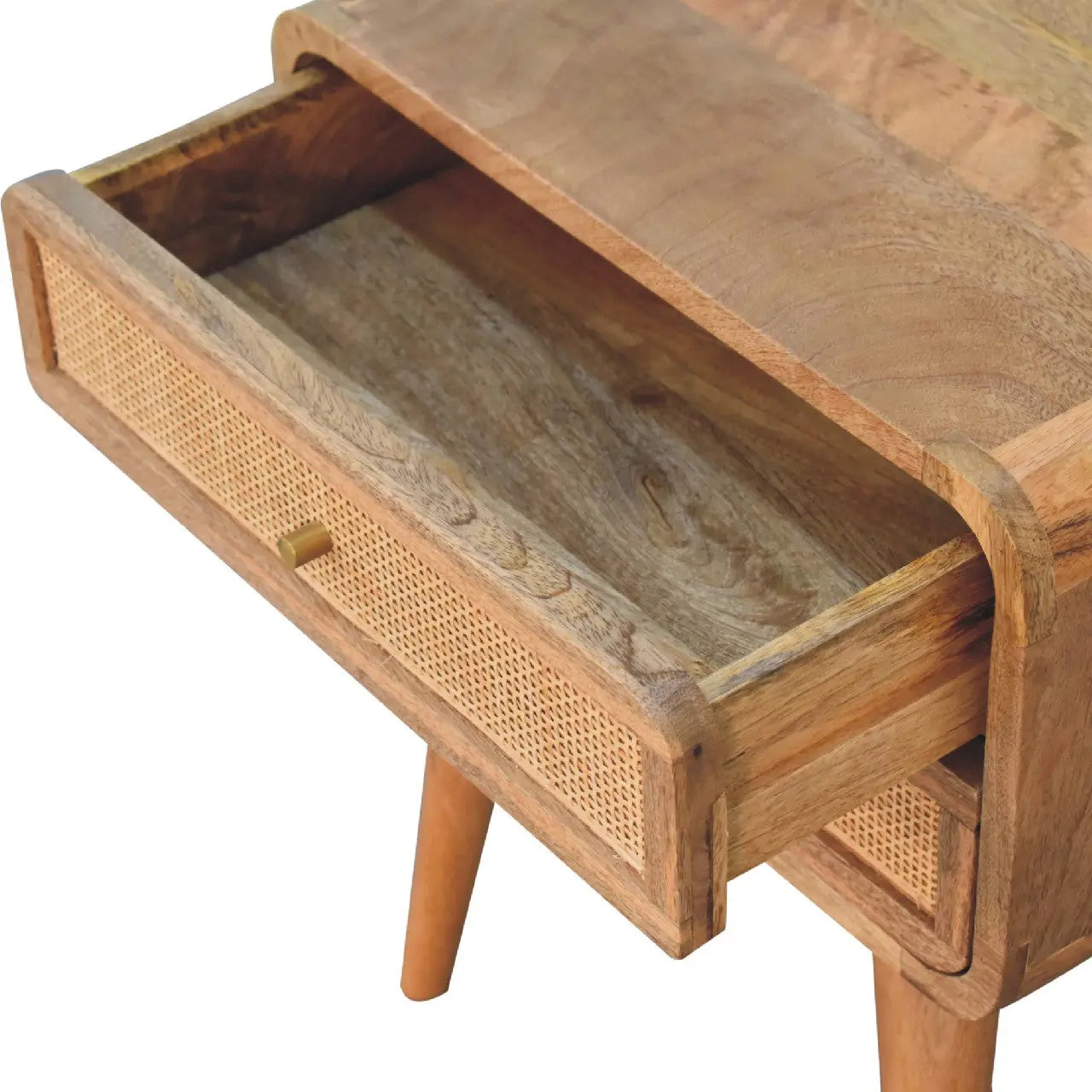 22" Oak Solid Wood And Cane Rattan Two Drawer Nightstand Homeroots Bed & Bath