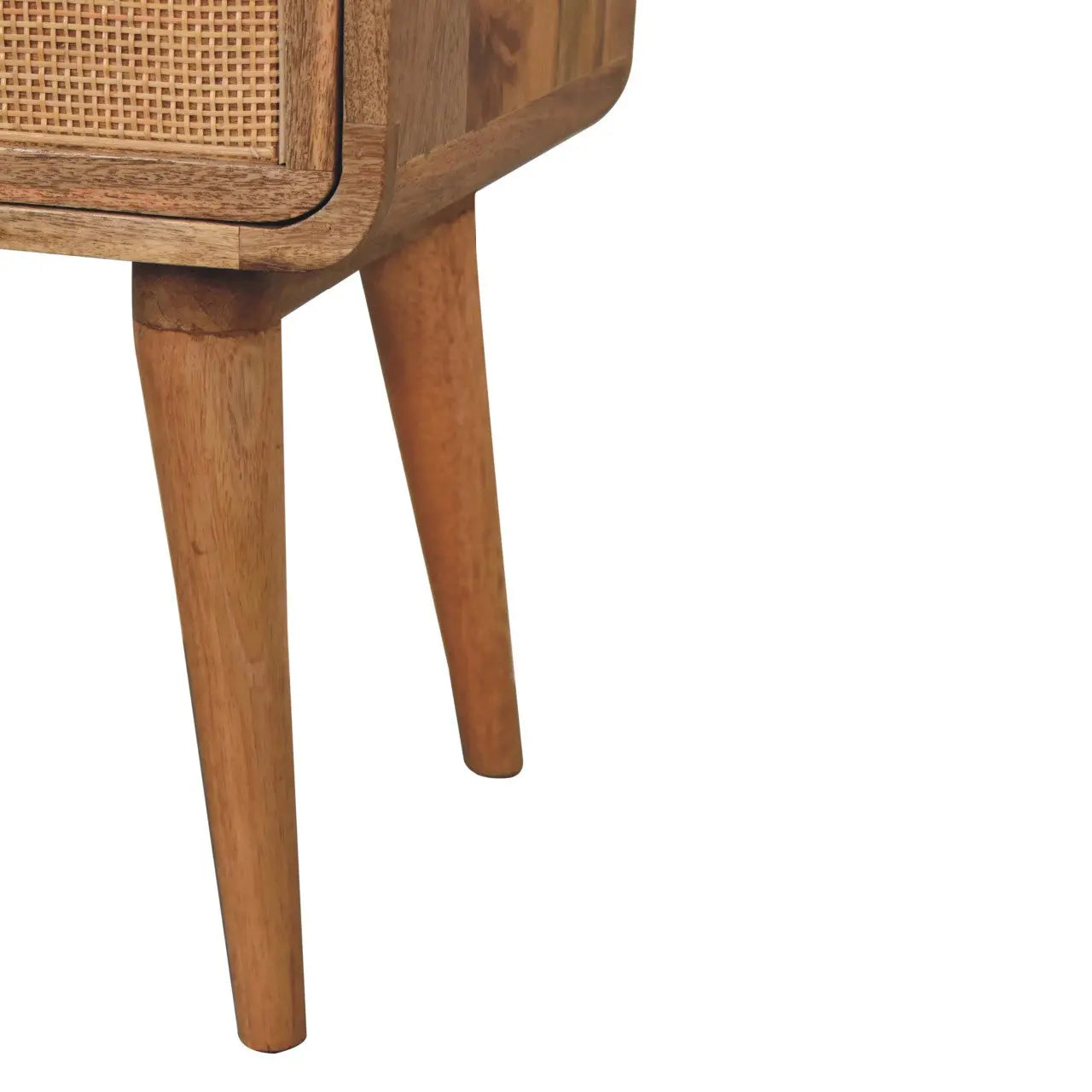 22" Oak Solid Wood And Cane Rattan Two Drawer Nightstand Homeroots Bed & Bath