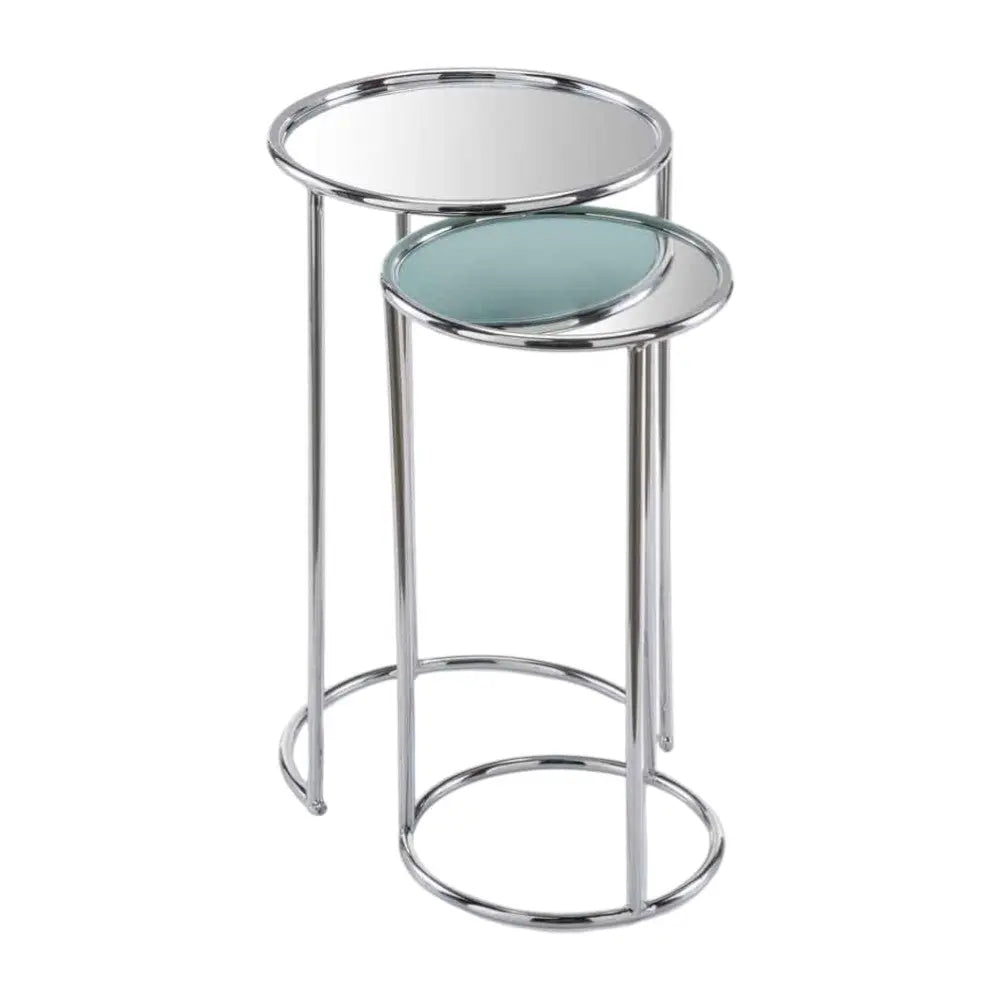 22" Silver Aluminum Round Mirrored End Table Homeroots Living Room