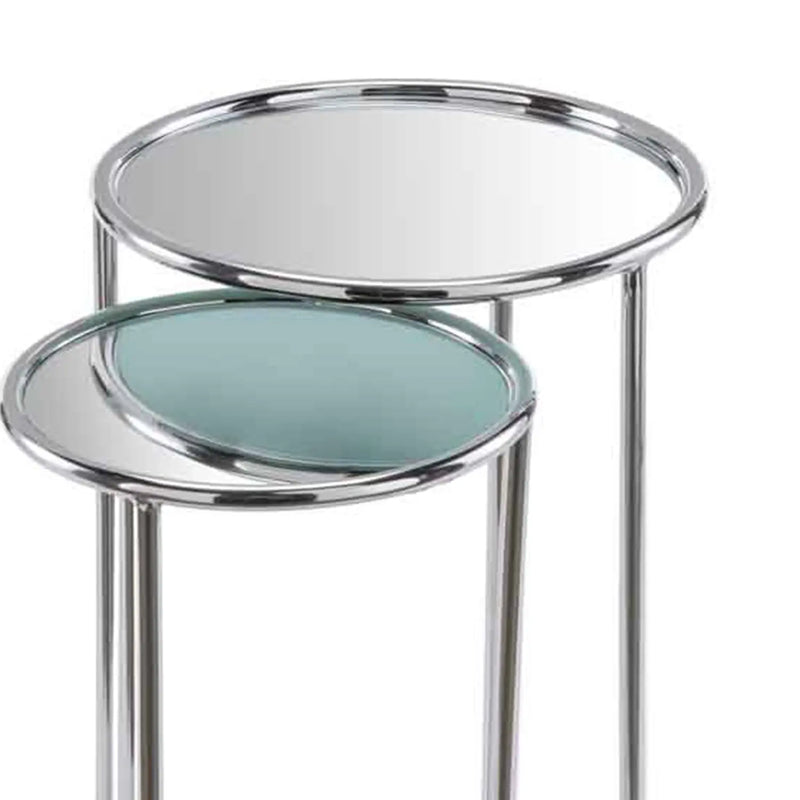 22" Silver Aluminum Round Mirrored End Table Homeroots Living Room