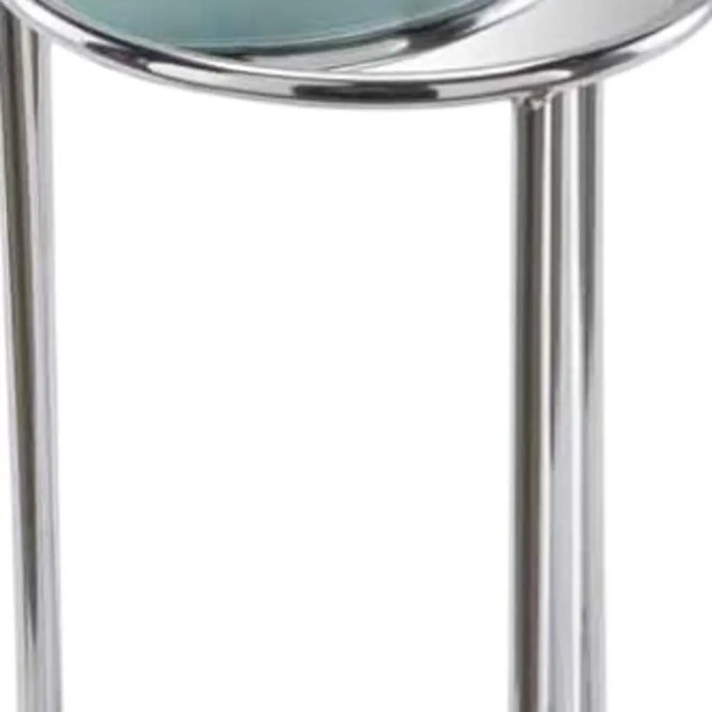 22" Silver Aluminum Round Mirrored End Table Homeroots Living Room