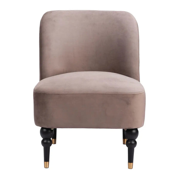 22" Taupe And Black And Gold Velvet And Upholstered Side Chair Homeroots Living Room