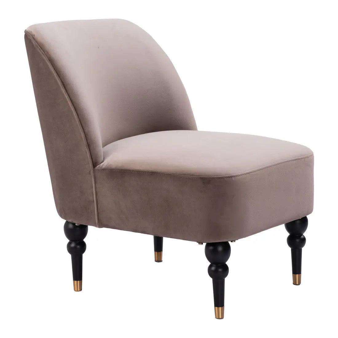 22" Taupe And Black And Gold Velvet And Upholstered Side Chair Homeroots Living Room