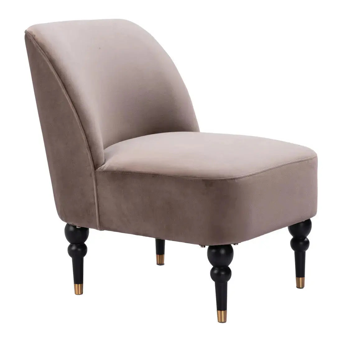 22" Taupe And Black And Gold Velvet And Upholstered Side Chair Homeroots Living Room
