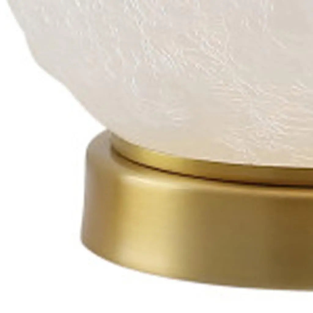 22" White And Gold Globe Table Lamp With Drum Shade Homeroots Lighting